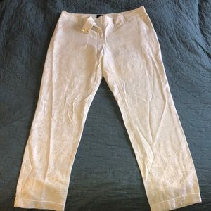 The Limited White floral design Cuffed white pants